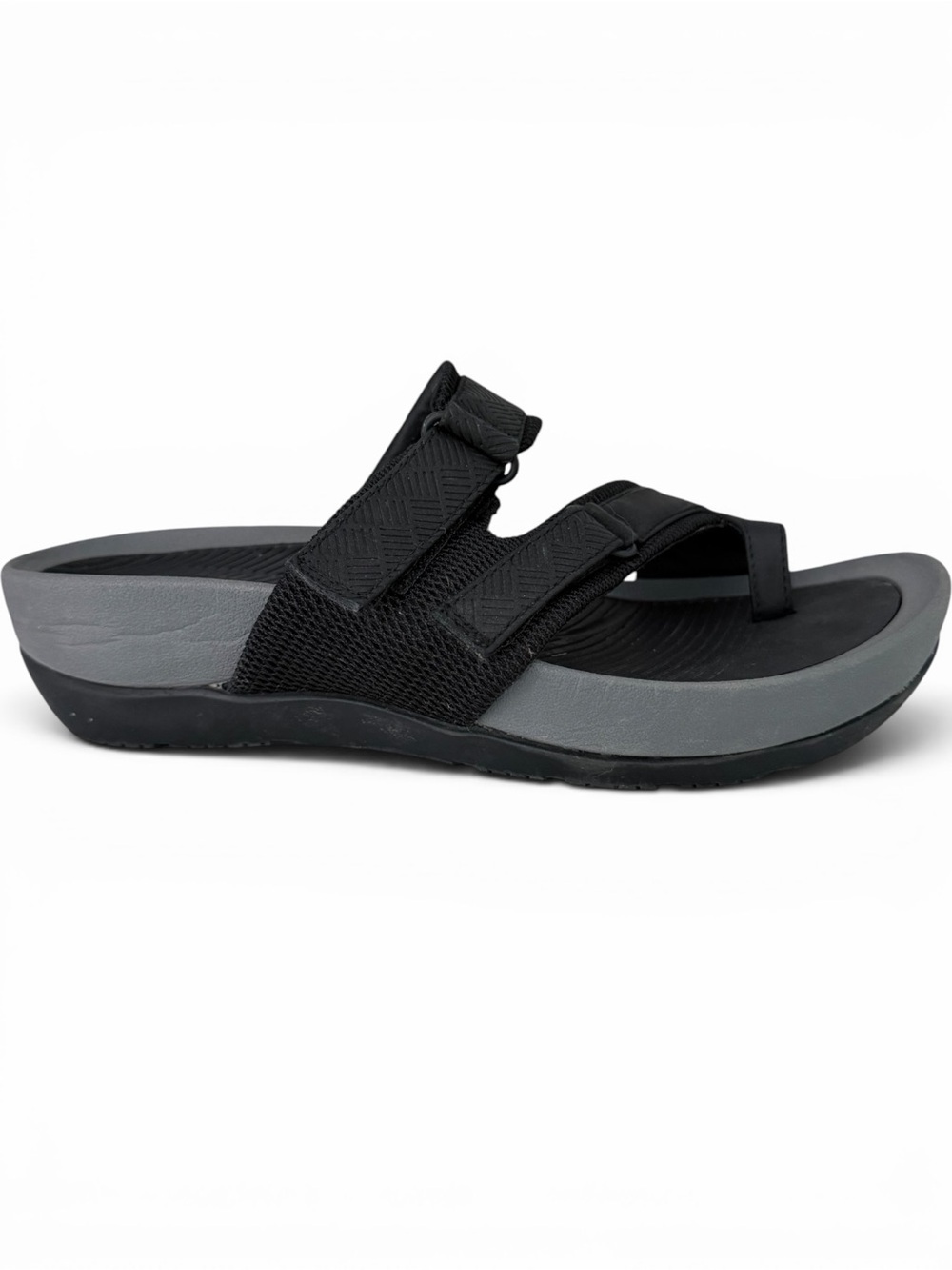 BARE TRAPS Black Comfort Hook & Loop Thong Slide Sandals size 7.5M
